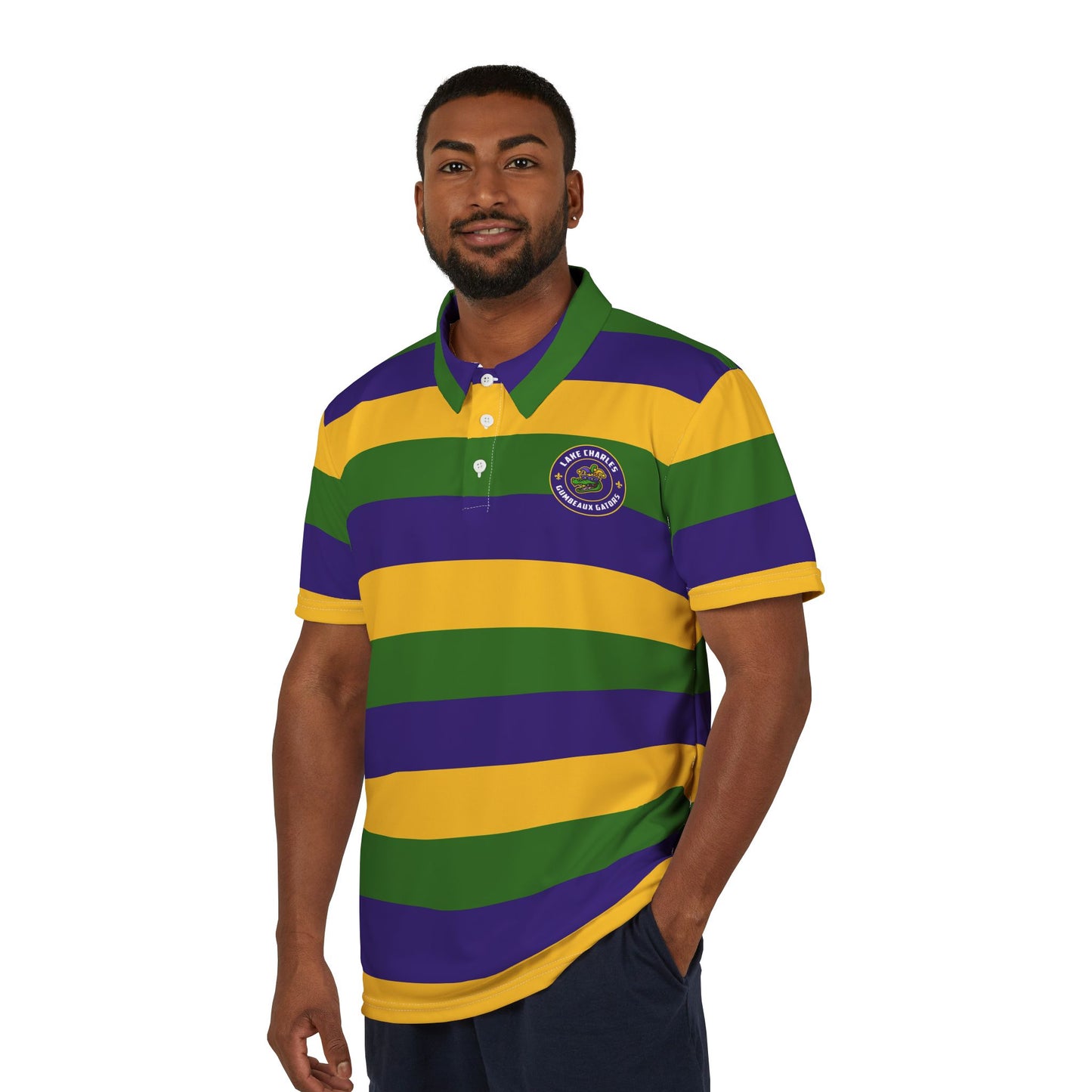Mardi Gras Striped Polo Shirt